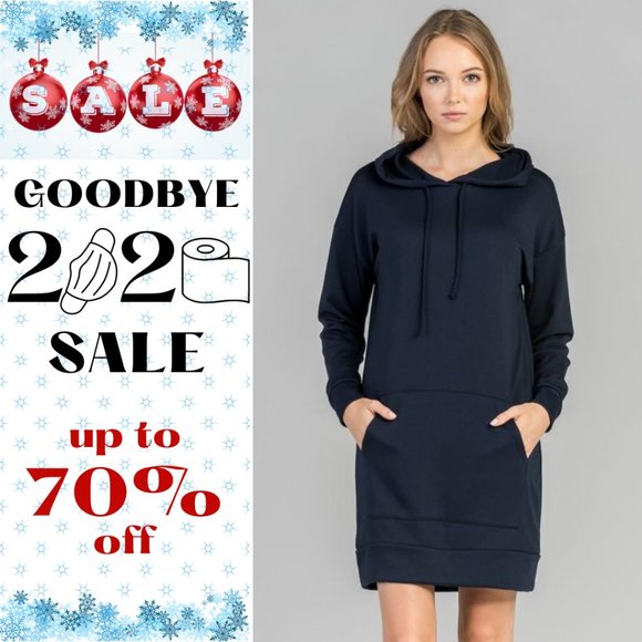 Boutique Tops - NWT Casual Long Hoodie Blouse Top Navy